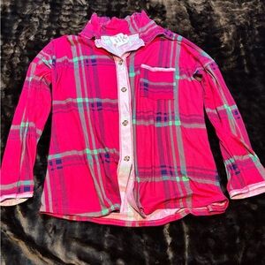 Vibrant Pink Plaid Button Down Shirt